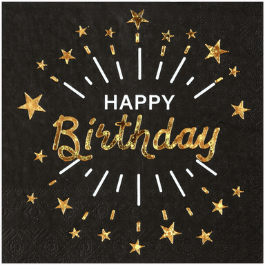 Santex Servietter Happy Birthday Svart/Gull