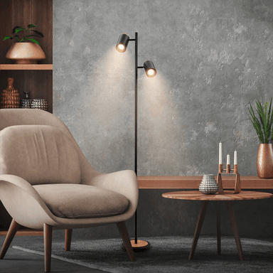 Briloner Gulvlampe Duta, svart/lys tre