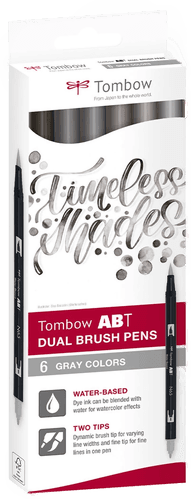 Tombow ABT Dual Brush pen 6-set Gray