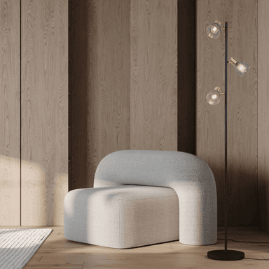 Näve Gulvlampe Lindita, 3 lyskilder, røykgrå