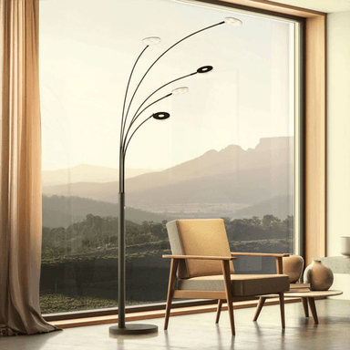 Fischer & Honsel LED-gulvlampe Dent, svart, 225 cm