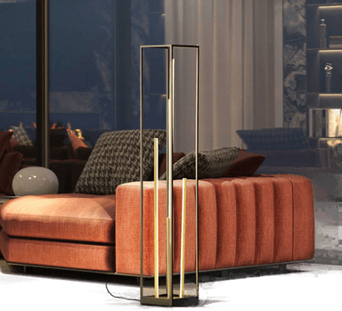 Fischer & Honsel LED-gulvlampe Grid, svart/gull