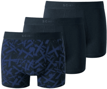 Schiesser 3P Cotton Shorts Blå Mønster