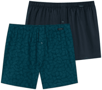 Schiesser 2P Boxershorts Blå Mønster