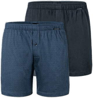 Schiesser 2P Long Boxershorts Blå