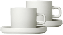 Blomus Pilar kaffekopp med fat 2 stk. Moonbeam