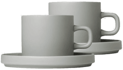 Blomus Pilar kaffekopp med fat 2 stk. Mirage grey