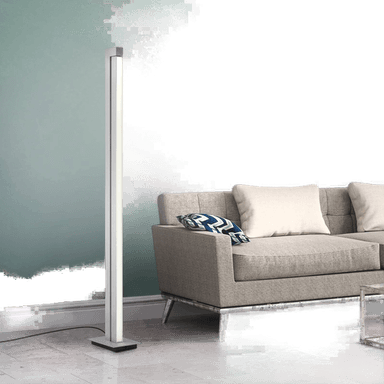 Pure LED-gulvlampe Lines, sølv, 140 cm