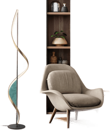 Qsmarthome Q-Swing gulvlampe antrasitt/messing