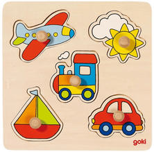 Goki Wooden Stud Puzzle Vehicles