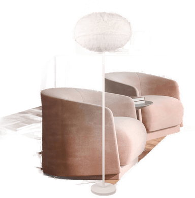 Reality Leuchten Pelsgulvlampe 154 cm Sandfarget