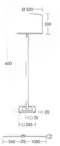 Herzblut gulvlampe Titos, hvit, 160 cm