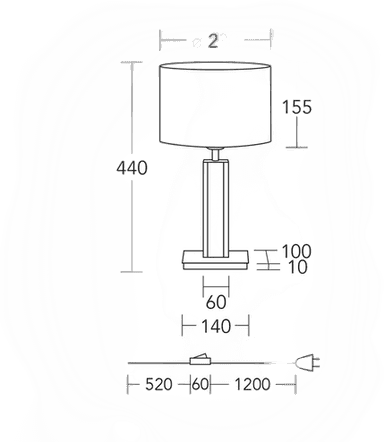 Herzblut bordlampe Karl K, hvit, 44 cm