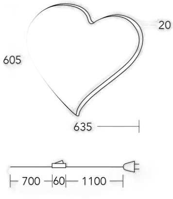 Herzblut LED-vegglampe Herz maxi, 60,5 cm