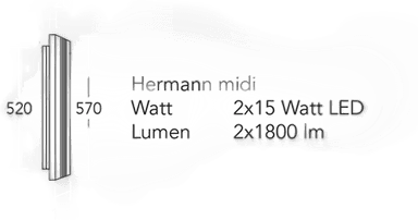 Herzblut LED-vegglampe Hermann midi, dimbar
