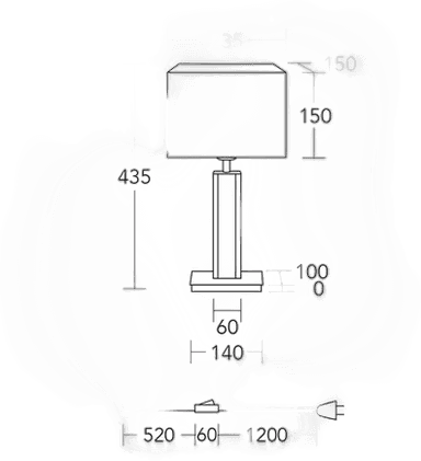 Herzblut bordlampe Karl K, hvit, 44 cm