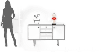 Kare bordlampe Sugar, hvit/rød