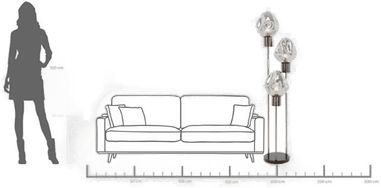 Kare gulvlampe Supernova, røykgrå, 160 cm