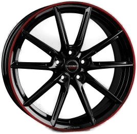 BORBET LX18 Black Glossy Rim Red 8x18 5/112 ET44 B57.1