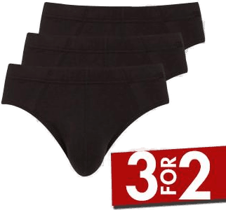 Jockey 3P Cotton Plus Brief Svart