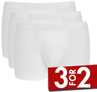 Jockey 3P Cotton Plus Trunk Hvit