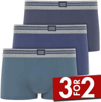 Jockey 3P Cotton Stretch Short Trunk Blå