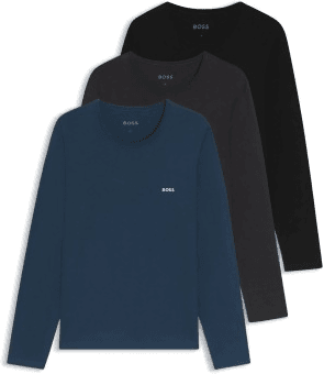 BOSS 3P Long Underwear Shirt Blå/Grå