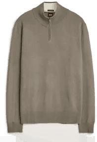 Boss Hemarlo Wool/Cashmere Half Zip Open Brown