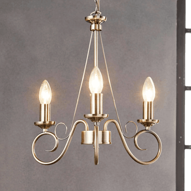 Lindby lysekrone Marnia, Ø 40 cm, antikk messing