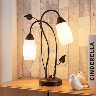 Lindby bordlampe Stefania, svart/gull