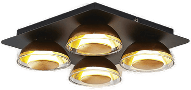 Lindby taklampe Erin, 30 cm, svart/gull