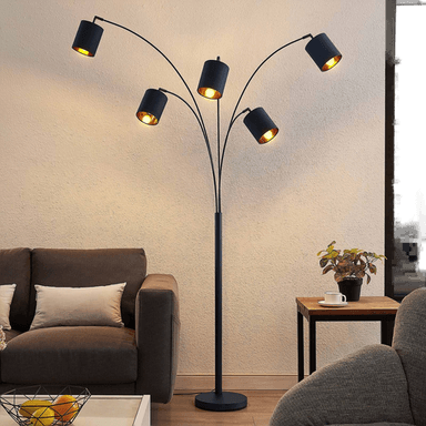 Lindby gulvlampe Abiram, svart/gull