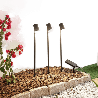 Lindby LED-solcellelampe Myric, svart, 3 stk