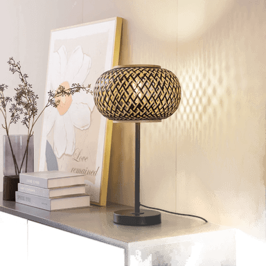 Lindby Nerys bordlampe, svart, Ø 28 cm