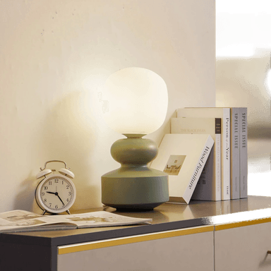 Lucande Fidelo bordlampe, hvit/grønn, 38 cm