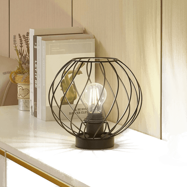 Lindby Danika bordlampe, svart, Ø 25 cm