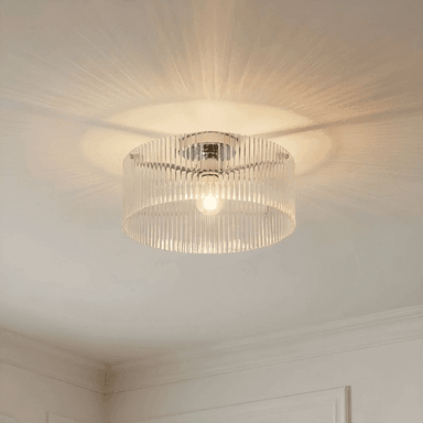 Lucande Meritt taklampe, krom/klar, Ø 40 cm