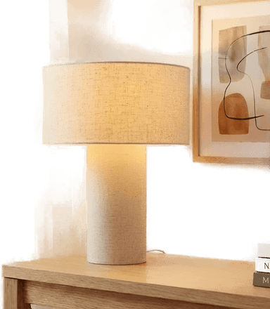 Lindby bordlampe Elfie, Ø 35 cm, beige