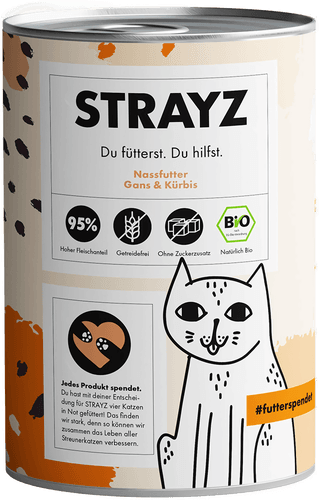 Strayz økologisk Cat Gås og Gresskar 6 x 400 g