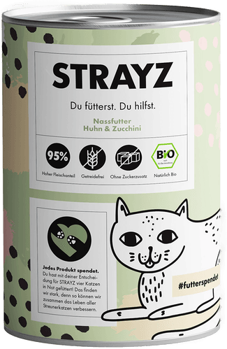 Strayz økologisk Cat Kylling og Squash 6 x 400 g