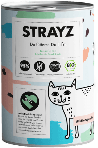 Strayz økologisk Cat laks og brokkoli 6 x 400 g