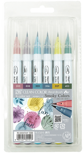 Zig Kuretake Clean Color Real Brush 6-set Smokey Colors