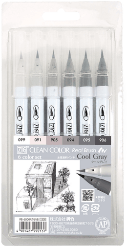 ZIG Kuretake Clean Color Real Brush 6-set