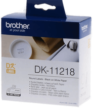 Brother DK11218 Etiketter Ø 24mm Svart på Hvit