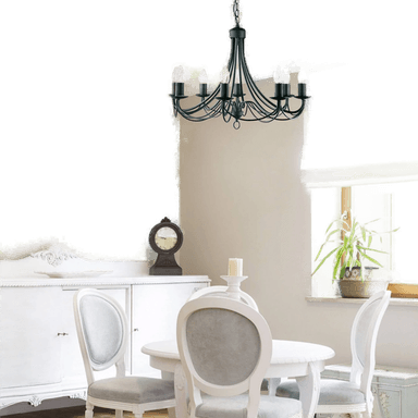 Searchlight Lysekrone Maypole matt-svart