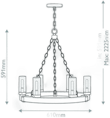 Hinkley Sawyer lysekrone, 6 lyskilder