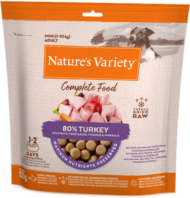 Nature's Variety frysetørket hundefôr Kalkun 240 g