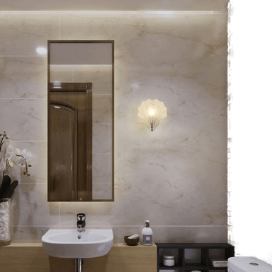 Searchlight vegglampe skallform hvit satinert