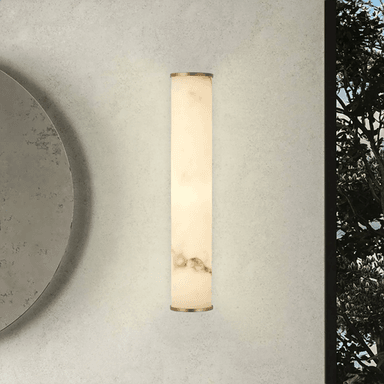 Searchlight LED-vegglampe Wales, gull/marmorert