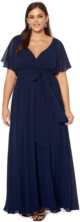 Goddiva Curve Flutter Sleeve Maxi Dress